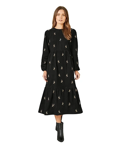 Yumi Women's Long Sleeve Midi Floral Dress