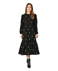 Yumi Women's Long Sleeve Midi Floral Dress
