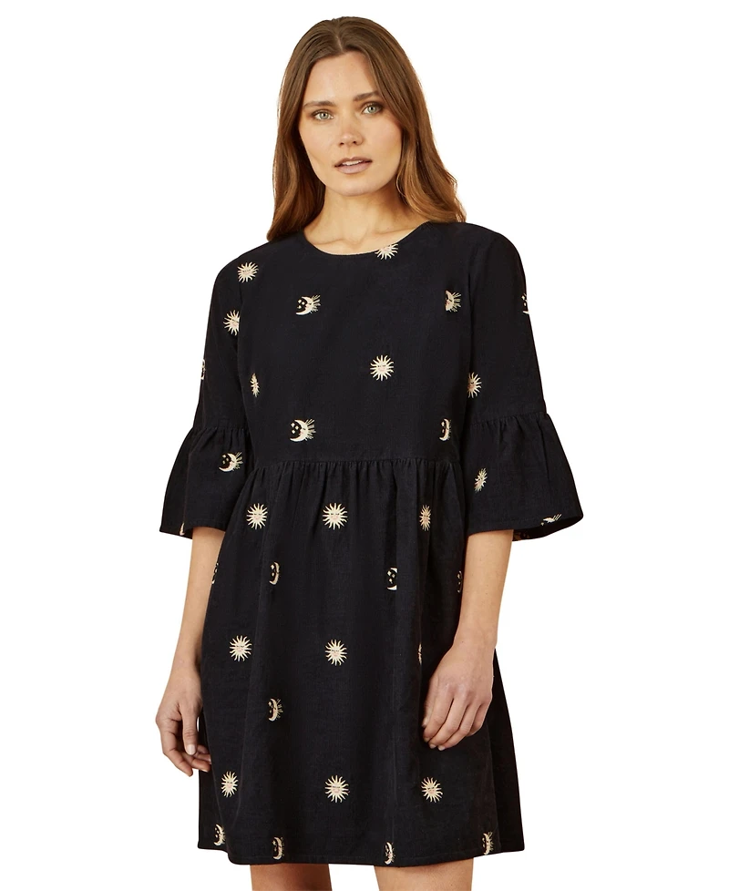 Yumi Women's Cosmic Embroidered Cord Mini Dress