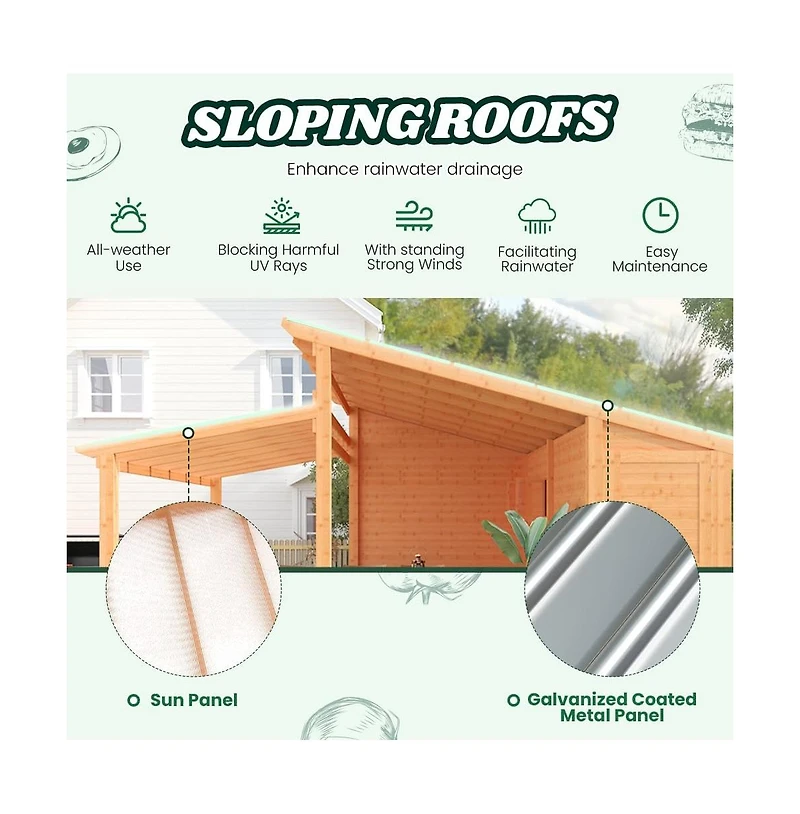 Aecojoy 20' x 12.5' Outdoor Wooden Gazebo with Storage Room