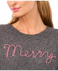 CeCe Women's Merry Candy Cane Detail Sweater