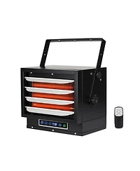 Vie Air 7500W Portable Hard-Wire Installation Garage Heater With Remote and Vertical and Horizontal Air Flow in Black