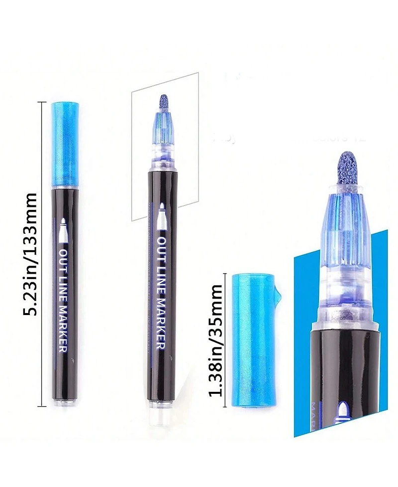 Htutwoo 24 Colors Double Line Outline Pens, Shimmer Markers Set for Drawing, Greeting Card, Diy Art Crafts, Scrap Booking