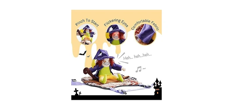 Fuzzwoof Howling Witch Dog Halloween Costume with Spooky Sound, Funny Dog Outfit with Creepy Laughing Witch, Dog Costume for All Breeds (Small