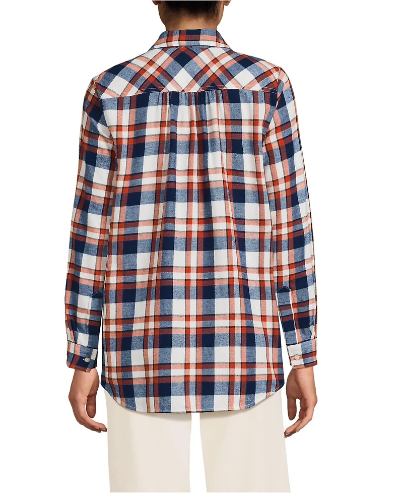 Lands' End Women's Tall Flannel Boyfriend Long Sleeve Shirt