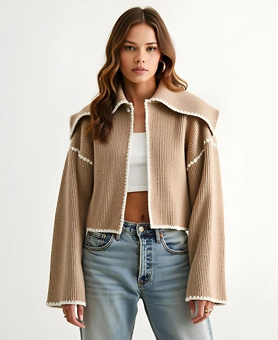 Modenaire Women's Textured Knit Layered-Back Jacket