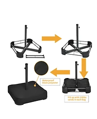 15ft Patio Umbrella with Base Included and Led lights, Outdoor Market Extra Large Umbrella, Pool For Deck, Pool, Garden, Lawn