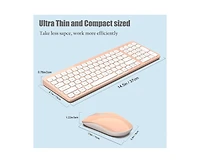Wireless Keyboard And Mouse Combo, Ergonomic Wireless Mouse And Keyboard Set For Computer, Compact And Silent Mouse And Keyboard For Laptop, Pink