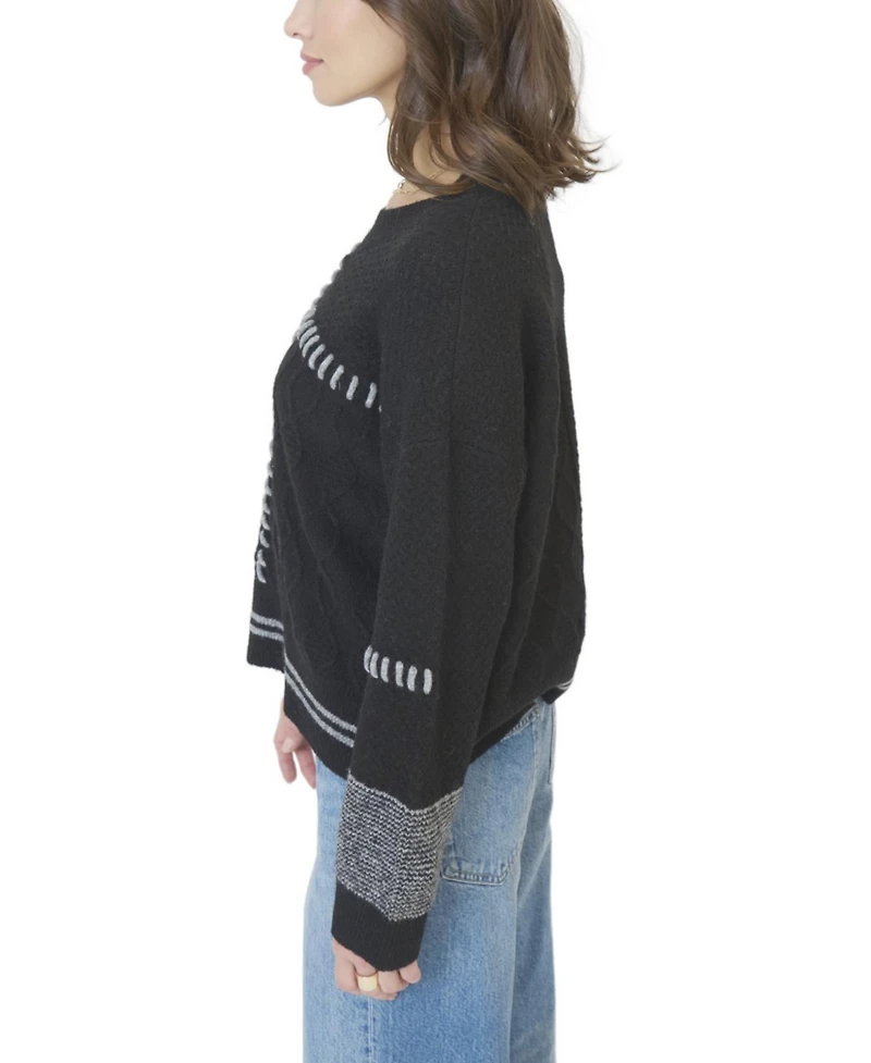 Central Park West Women's Patchwork Cropped Sweater