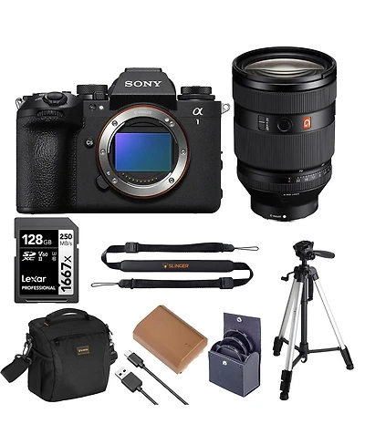 Sony a1 Ii Mirrorless Camera, Bundle with Fe 28-70mm f/2 Gm Lens, 128GB Memory Card, Extra Battery, Shoulder Bag, Sling Strap, Tripod and Filter Kit