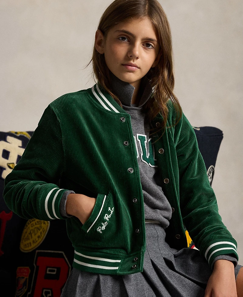 Polo Ralph Lauren Girls 7-16 Striped Ribbed Bomber Jacket