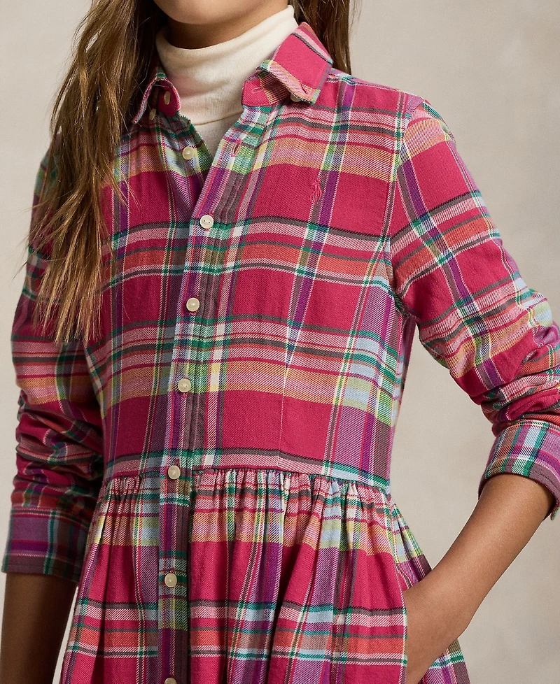 Polo Ralph Lauren Girls 7-16 Long Sleeve Shirred Waist Dress