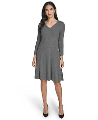 Jessica Howard Women's Fit and Flare Ribbed Sweater Dress
