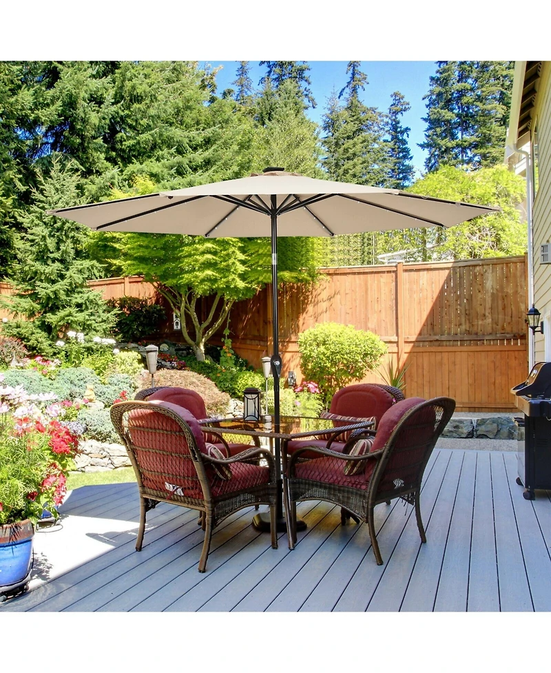 10 ft. Aluminum Market Outdoor Tilt Patio Led Umbrella Red