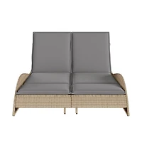 Sun Lounger Beige Pe rattan 44.9x80.7x28.7 in