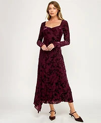 Row A Women's Burnout Long Sleeves Maxi Dress