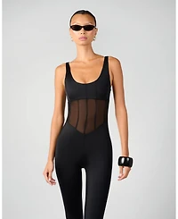 WeWoreWhat Spandex Sheer Panel Bodysuit
