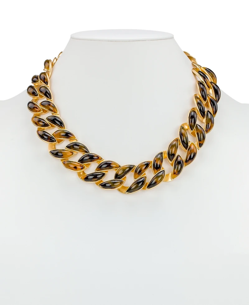 Patricia Nash Resin Tortoise Matte Gold-Tone Graduated Link Necklace