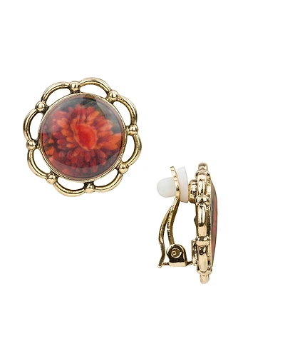 Patricia Nash European Floral Tapestry Antique-Like Gold-Tone Button Earrings