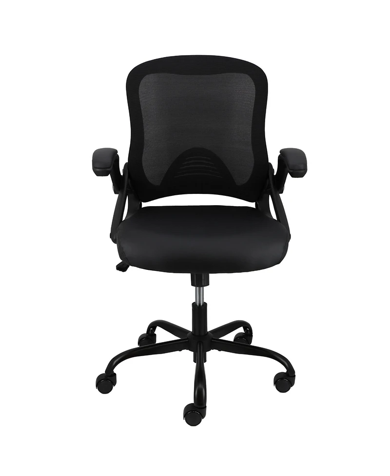 Elama Mid Back Adjustable Mesh and Fabric Office Chair in Black