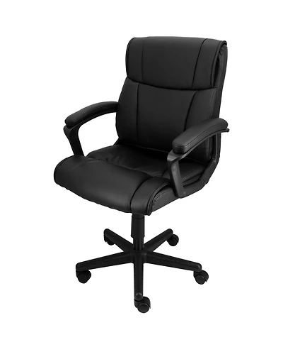 Elama Mid Back Adjustable Faux Leather Office Chair in Black