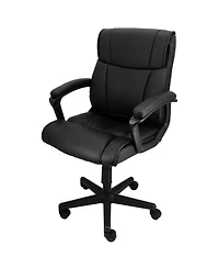 Elama Mid Back Adjustable Faux Leather Office Chair in Black