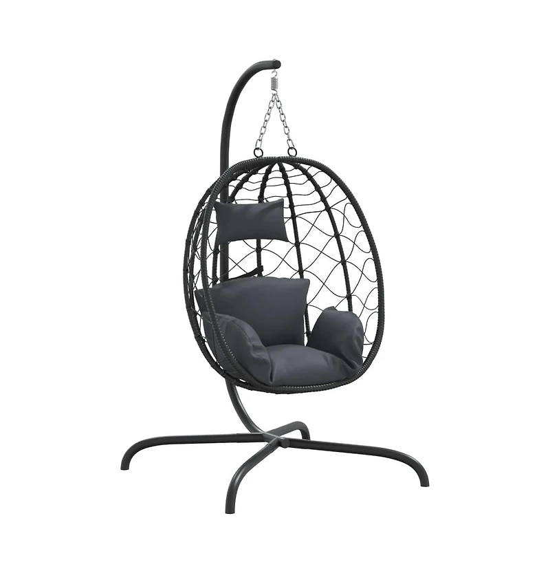 vidaXL Hanging Egg Chair Anthracite Poly Rattan, Powder-Coated Steel