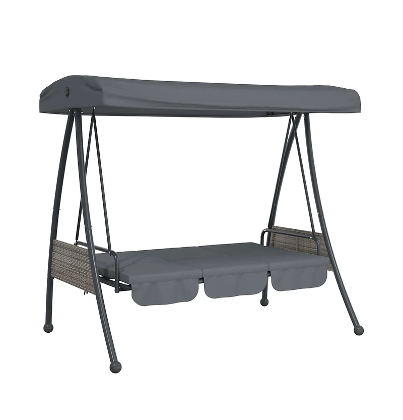 vidaXL Garden Swing Bench Dark grey Powder-coated steel Large