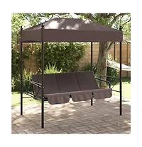 vidaXL Garden Swing Bench Coffee brown Powder-coated steel, Polyester
