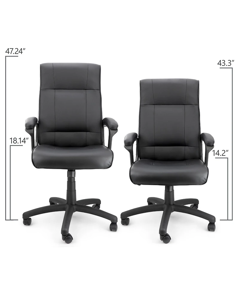 Elama High Back Adjustable Faux Leather Office Chair in Black