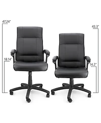 Elama High Back Adjustable Faux Leather Office Chair in Black