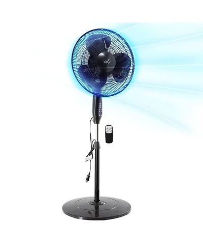 Vie Air 16 Inch 3 Speed Oscillating Stand Fan with Remote Control White