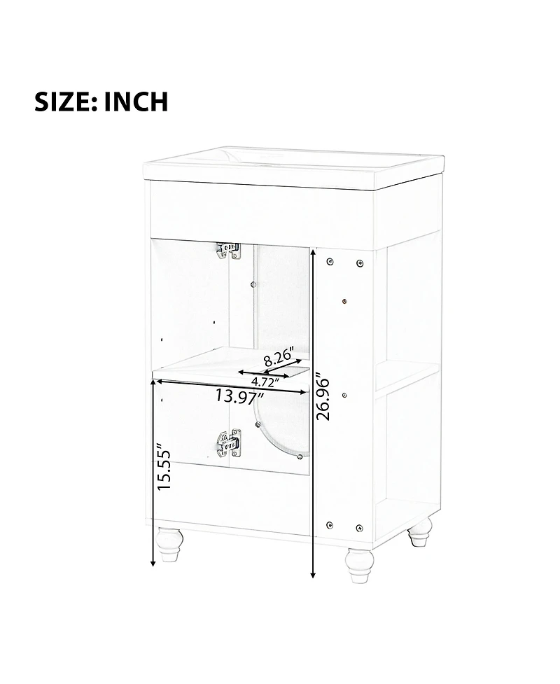 Casainc 20" Bathroom Vanity with Sink, Cabinet with Two-Tier and Adjustable Shelf, Solid Wood and Mdf