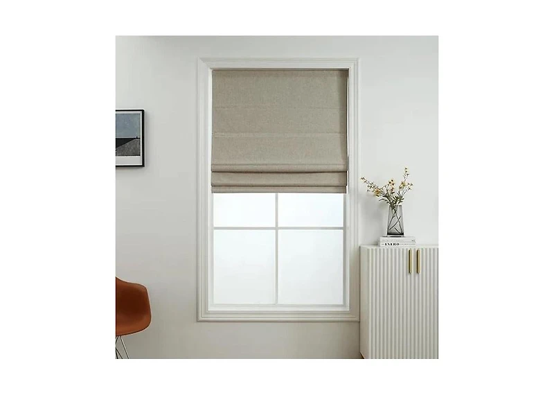 Shadisfy Linen Blended Belgian 100% Blackout Roman Shade Poly 35x64 Light Grey