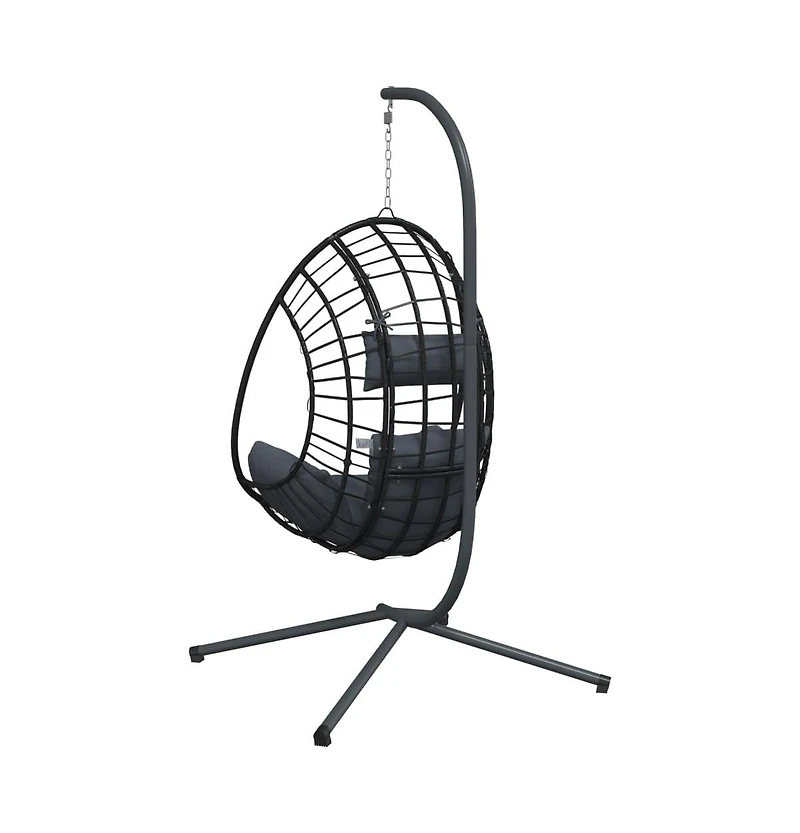 Hanging Egg Chair Anthracite Rattan Large Removable Covers