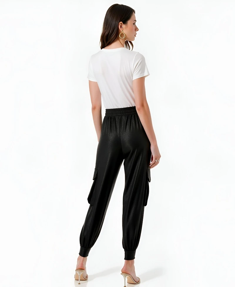 Modenaire Women's Faux Leather Jogger Pants
