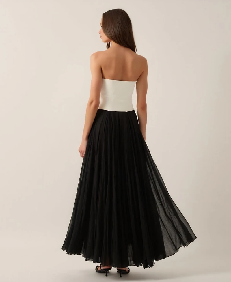 Modenaire Women's Strapless Two-Tone Tulle Evening Gown