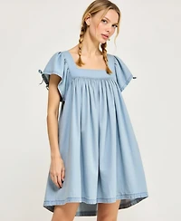 Modenaire Women's Flutter-Sleeve Babydoll Dress