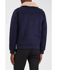 Bagatelle Homme Men's Wool Blend Faux Fur Collared Bomber Jacket