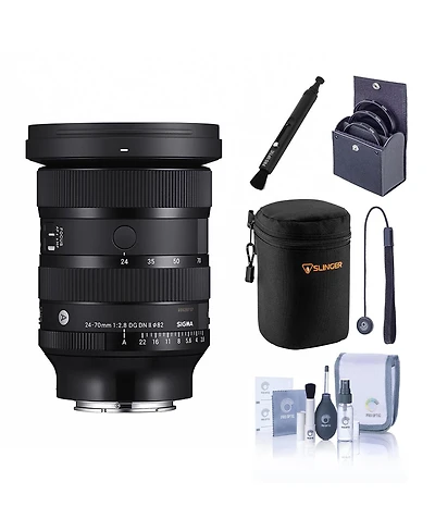 Sigma 24-70mm f/2.8 Dg Dn Ii Art Lens for Sony E, Bundle with 82mm Filter Kit, Soft Lens Case, Lens Cleaner, Lens Cap Tether and Cleaning Kit