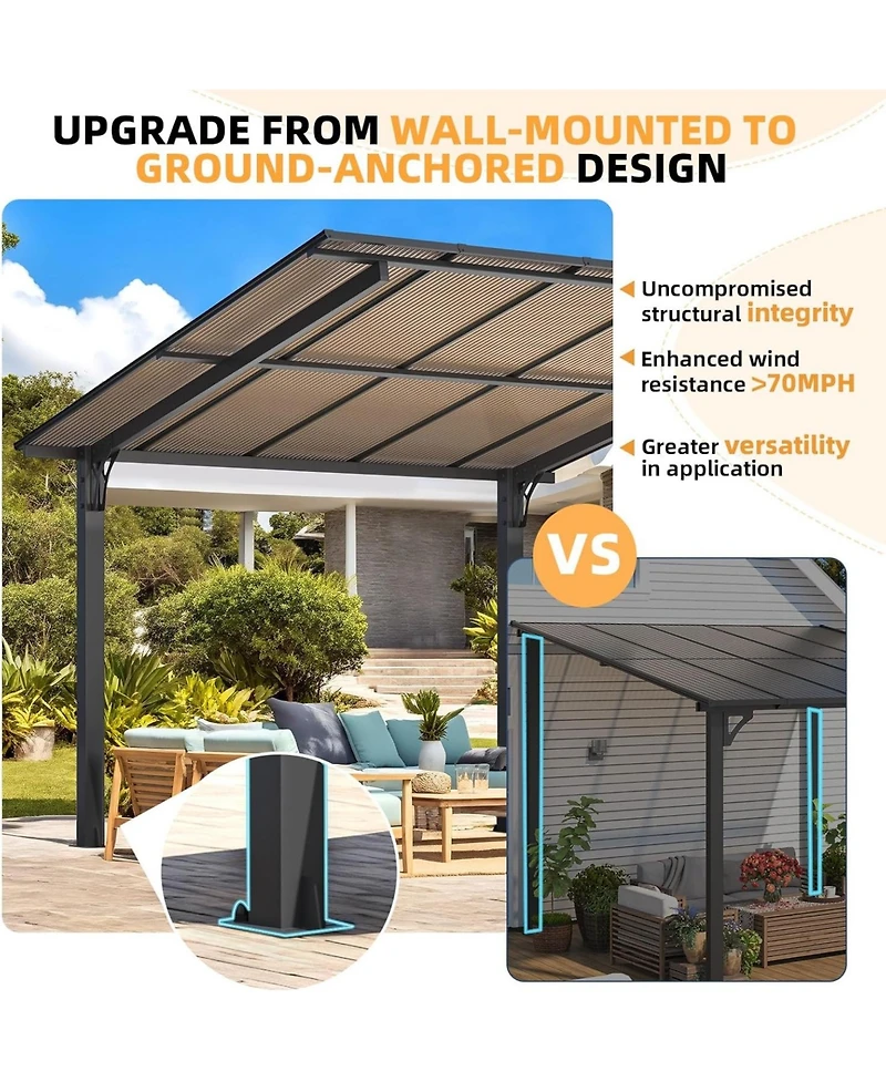 Aecojoy 20' x 10' Outdoo Gazebo for Patio, Large 10x20 Pergola Carport