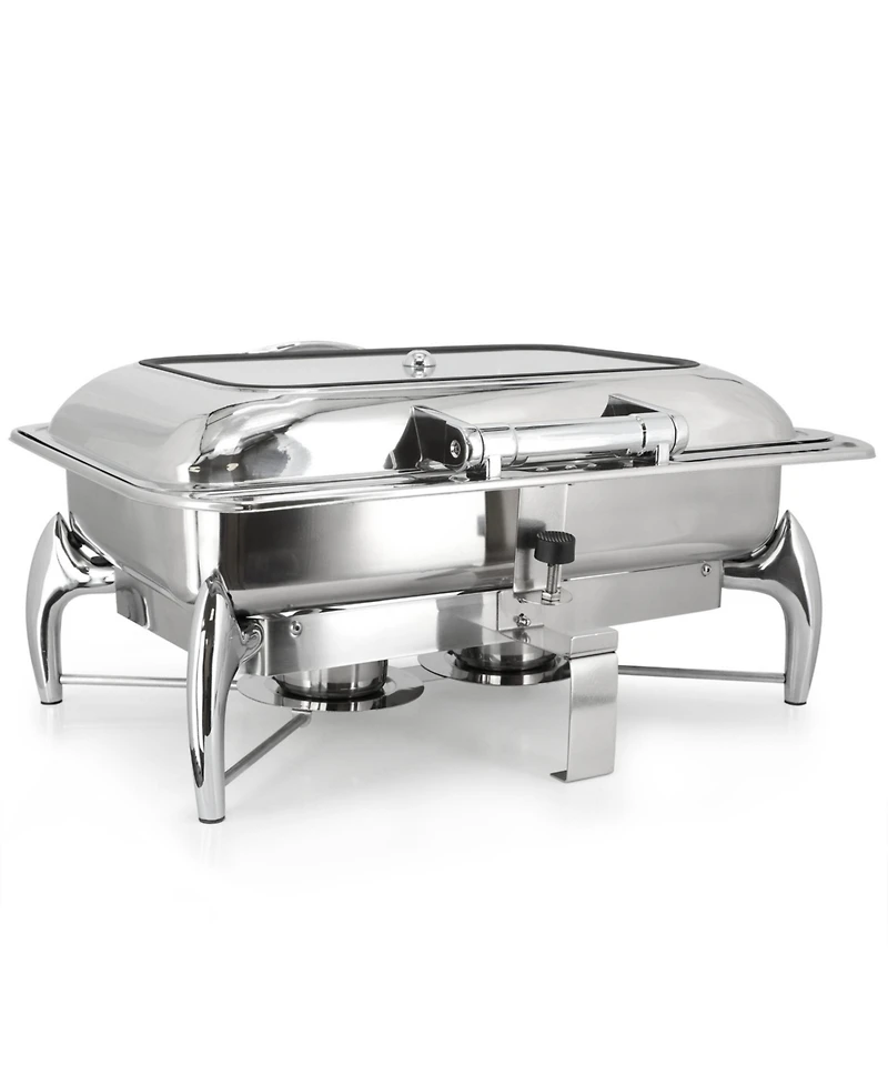 MegaChef 9.5 Quart Stainless Steel Rectangle Professional Chafing Dish/Food Warmer/Buffet Server Serving Trays