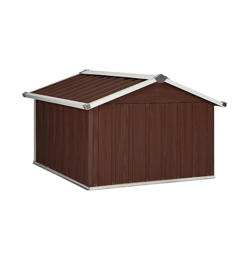 vidaXL Garden Shed Brown Galvanized Steel Medium Durable Garden Shed