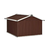 vidaXL Garden Shed Brown Galvanized Steel Medium Durable Garden Shed