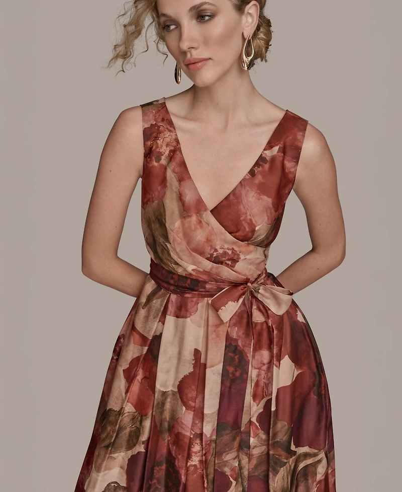 Donna Karan New York Women's V-Neck Floral Ball Gown