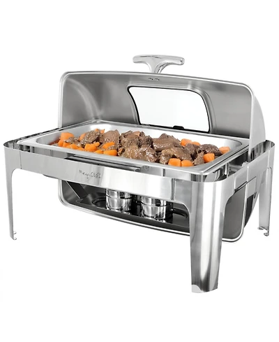 MegaChef 9.5 Quart Oblong Roll Top Stainless Steel Professional Chafing Dish/Food Warmer/Buffet Server with Window