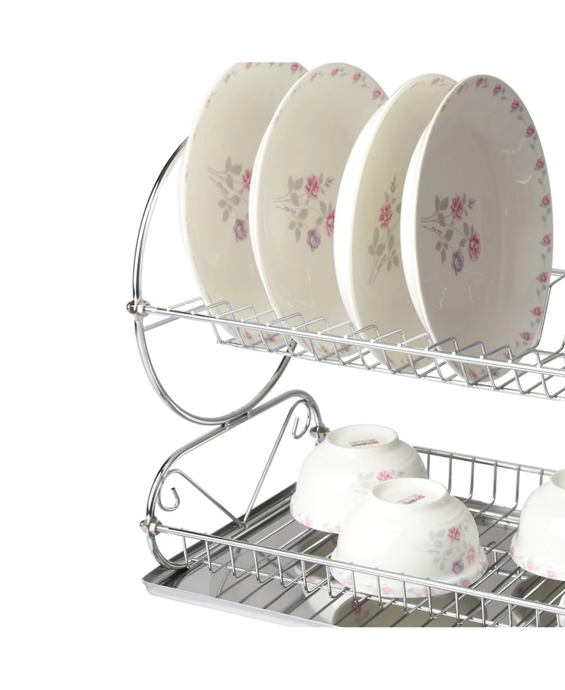 MegaChef Chrome Plated 17.5 Inch Two Shelf Dish Rack