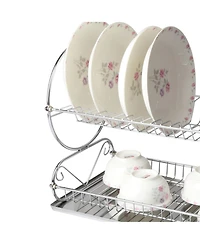 MegaChef Chrome Plated 17.5 Inch Two Shelf Dish Rack