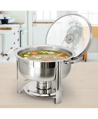 MegaChef 7.9 Quart Round Stainless Steel Professional Chafing Dish/Food Warmer/Buffet Server Serving Trays