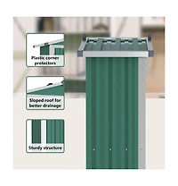 vidaXL Garden Shed Green Galvanized steel, plastic Standard Garden Shed